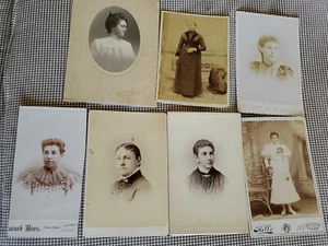 ANTIQUE Victorian 7 Cabinet Card Photos Women Portraits Few w/ Furniture Jewelry - Picture 1 of 11