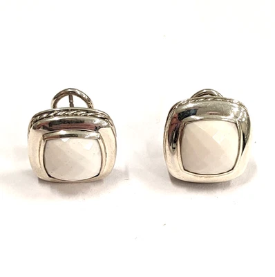 Pendientes David Yurman Plata de Ley 11mm Albión Ágata Blanca ESTADO Foto 1 de 4
