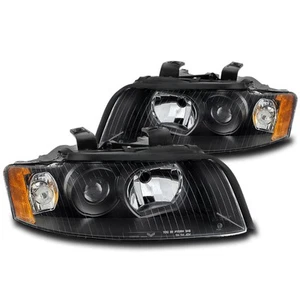 PARA AUDI A4 S4 QUATTRO B6 2002-2005 NEGRO PROYECTOR FAROS NUEVO PAR - Imagen 1 de 4