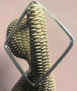 Nadri Rhinestone & Silver-Tone Square Shape Bangle Bracelet 10” - Picture 1 of 8