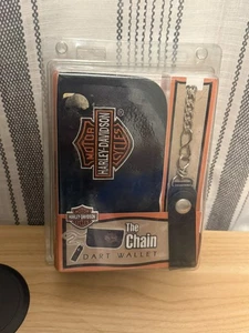 Harley-Davidson Black Snap Leather Biker DART Wallet with Belt Chain For DARTS - Picture 1 of 2