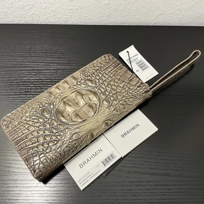 Cartera de Viaje Brahmin Skyler BRINDLE MELBOURNE Cuero Muñequera con Ojo Nueva con Etiquetas Foto 1 de 4