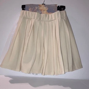 Creme und weiß Plissee Skort Set Mädchen Größe 8 mit 13" Länge - Bild 1 von 16