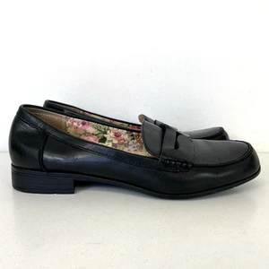 Hotter Sorbet Black Leather Loafer Slip on Shoes Size UK 9 - Imagen 1 de 10