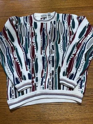 Cotton Traders Sweater 3D Knit Mens Vtg 90s Grandpa Dad Biggie Y2K Cosby-XL - Image 1 of 4