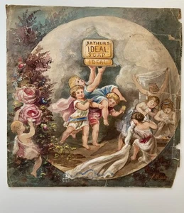 antique gold framed  watercolour advertisingpainting for Arthurs soap company  - Picture 1 of 9