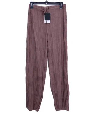 Calça ZARA de malha com nervuras elástica tamanho médio ameixa loungewear praia nova com etiquetas - Imagem 1 de 4