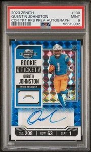2023 Zenith Contenders Optic Rookie Ticket Preview Auto Quentin Johnston -PSA 9 - Picture 1 of 2