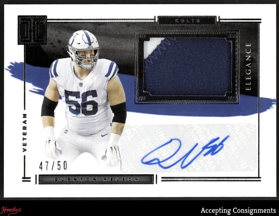 2021 Panini Impeccable Elegance Veteran Quenton Nelson PATCH AUTO 47/50 - Image 1 of 2