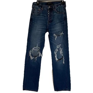 Aeropostale Ripped Distressed Boyfriend Jeans Blau Denim Grunge Freizeit High Rise - Bild 1 von 8