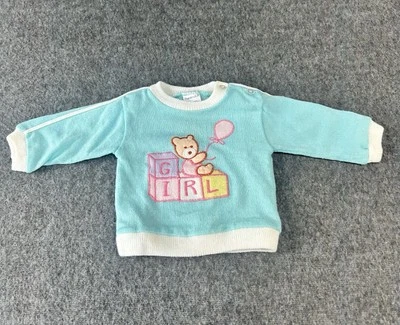 Suéter Bloques Oso Globo Azul 0-6 Meses Vintage Rayuela Bebé Niña Foto 1 de 4