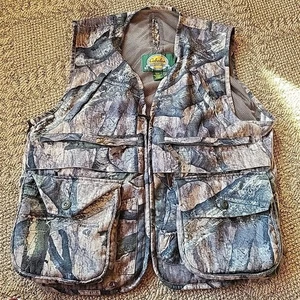 Vintage Cabela's Mossy Oak Treestand Camo Vest Outdoor Bow Hunting Zip Pockets L - Picture 1 of 7