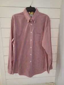 Brooks Brothers Regent Shirt Mens Large Button Down Orange And Blue Plaid - Picture 1 of 5