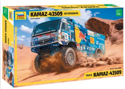 MODELLINO CAMION STATICO ZVEZDA KAMAZ RALLYE TRUCK KIT MODELLISMO SCALA 1:35 - Immagine 1 di 4