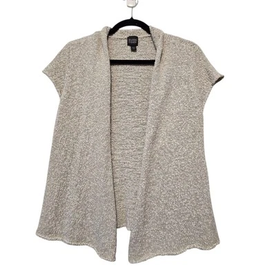 Eileen Fisher Chunky Cotton Cardigan Sweater Women S Oatmeal Natural Minimalist  - Image 1 of 4