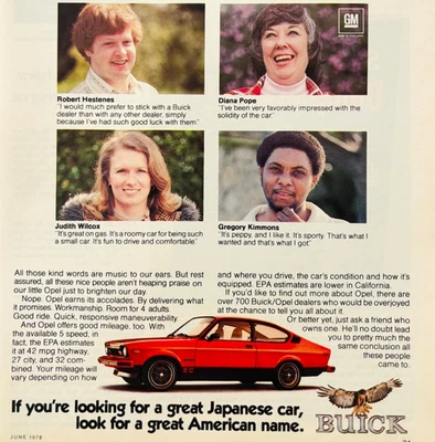 1978 Buick Opel Advertisement Classic Automobilia Japanese Style Car DWW12C - Image 1 of 2