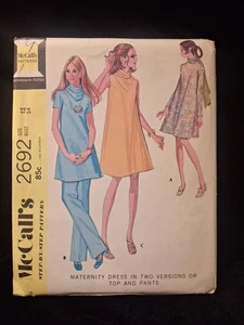 VINTAGE MCCALLS # 2692 SZ 12 MATERNITY DRESS  SEWING PATTERN - Bust 34" - Picture 1 of 9