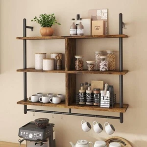 Bestier Estantería Flotante Pipa Estantes de Cocina Montados en la Pared 3 Niveles 41.5" Estantes - Imagen 1 de 8