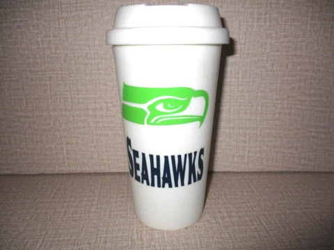 Seattle Seahawks Tumbler Cup Solid White Hard Plastic Sturdy Travel Football Cup Cover