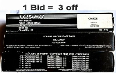 OKIDATA CTG400E OL-400E OL-410E OKGT 403 OKIFAX 1000 - 3 x COMPATIBLES NEW - Image 1 of 2