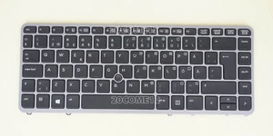 For HP Elitebook 750 G1 750 G2 755 G2 Keyboard Backlit Silver Swedish Finnish SD - Afbeelding 1 van 4