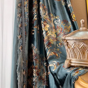 Custom Bronzing high-end blue thick velvet cloth curtain tulle drape C1039 - Picture 1 of 11