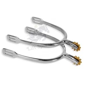 Espuelas de caballo de acero inoxidable con rodillo de latón pulido ligero  - Imagen 1 de 3