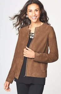 J. Jill - L - NEW Luxurious Wearever Suede Zip-Front Jacket - NWT $399 B(2O14) - Picture 1 of 8