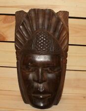 Vintage afrikanische Handschnitzerei Holz Stammes-Wandbehang Maske Frauengesicht
