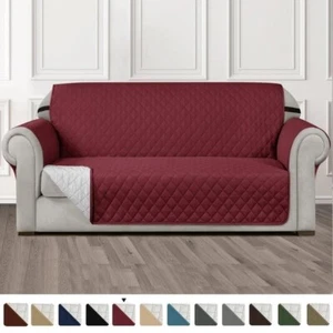 Cover for 2 Cushion Sofa Couch Loveseat Slipcover Reversible Loveseat Red Wine - Picture 1 of 8