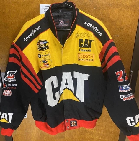 Vintage JH Design Ward Burton Autographed Signed #22 CAT Racing NASCAR Mens XL Cover
