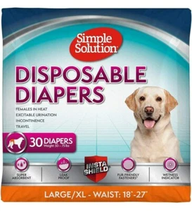 Simple Solution True Fit Disposable Dog Diapers Female Dogs Super Absorben L/XL  - Picture 1 of 6