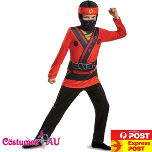 Boys Lego Ninjago Red Kai Costume Kids Child Legacy Ninja Book Week Jumpsuit - Picture 1 of 3