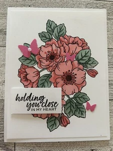 Juego de 4 tarjetas estampadas para cualquier ocasión tarjetas hechas a mano camafeo flores de coral - Imagen 1 de 3