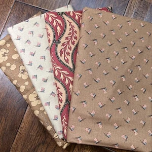 MODA 1862 Battle Hymn By Barbara Brackman -Reproduction Red/Brown- 4 Yard Bundle - Picture 1 of 6
