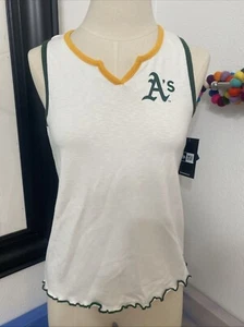 NEW Oakland A's Athletics White New Era Notch Neck Tank Top Shirt Women's S - Picture 1 of 3