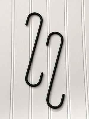 Dos ganchos S 9" - Hierro forjado negro artesanal Amish - Metal fuerte y resistente Foto 1 de 4