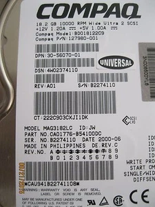 Compaq BD018122C9 30-56070-01 18.2GB 10000 RPM WIDE ULTRA 2 SCSI - Picture 1 of 2