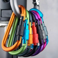 5 Pcs Aluminum Snap Hook Carabiner D-Ring Key Chain Clip Keychain Hiking Camping