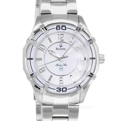 BULOVA Marine Star Womens Watch, White MOP Dial, Silver Stainless Steel Band - Image 1 of 4