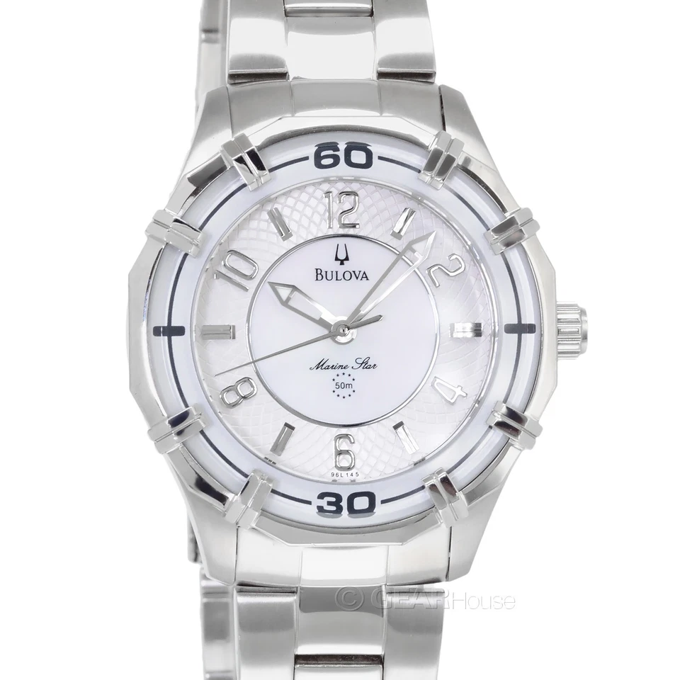 BULOVA Marine Star Womens Watch, White MOP Dial, Silver Stainless Steel Band - Image 1 of 4