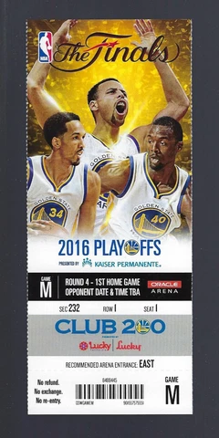 LEBRON JAMES v CURRY - 2016 NBA FINALS CAVALIERS @ WARRIORS FULL TICKET GAME #1 Cover