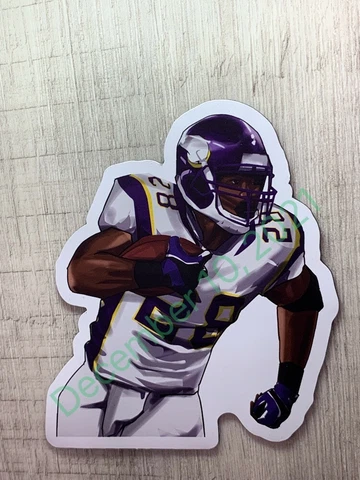 ADRIAN PETERSON#28 (MAGNET) VECTOR ART VIKINGS THROWBACK NFL ManCave Hardhat Cover