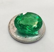 9.25  Ct Natural Emerald Certified zambia, gold Ring, estate vintage,vivid green