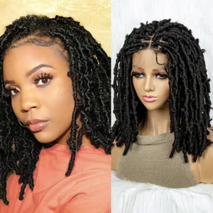 Peluca frontal de encaje sintético pelucas trenzadas peluca mariposa locs pelucas para mujeres negras  - Imagen 1 de 10