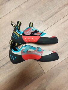 La Sportiva Women's Oxygym Washable Climbing Shoes - Coral/Aqua - Size 7.5