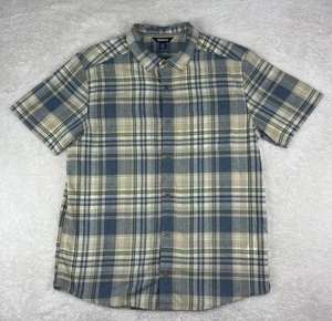 Sherpa Adventure Gear Shirt Men’s Sz L Blue Plaid Button Up Short Sleeve Outdoor - Picture 1 of 7