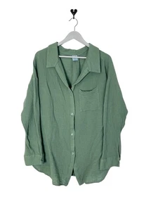 Shade & Shore Gauze Cover Up Shirt Sage Green Long Sleeve Womens XL - Picture 1 of 6