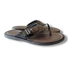 Cole Haan Men's Size 10M Sheffield Thong 2 Black Leather Flip Flip Buckle NWOT - Picture 1 of 12