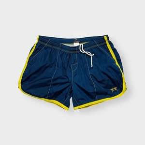 Vtg 80s LASC Striped Swim Shorts, Lined Nylon Skate Surf Drawstring L Pockets - Picture 1 of 6